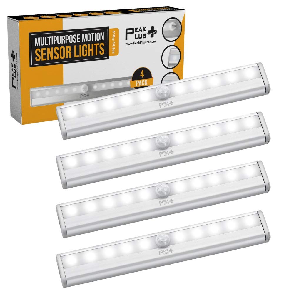 LED Motion Sensor Light, LED Battery Operated Lights, Under Cabinet Lighting, Stick On Lights, 10-LED Magnetic