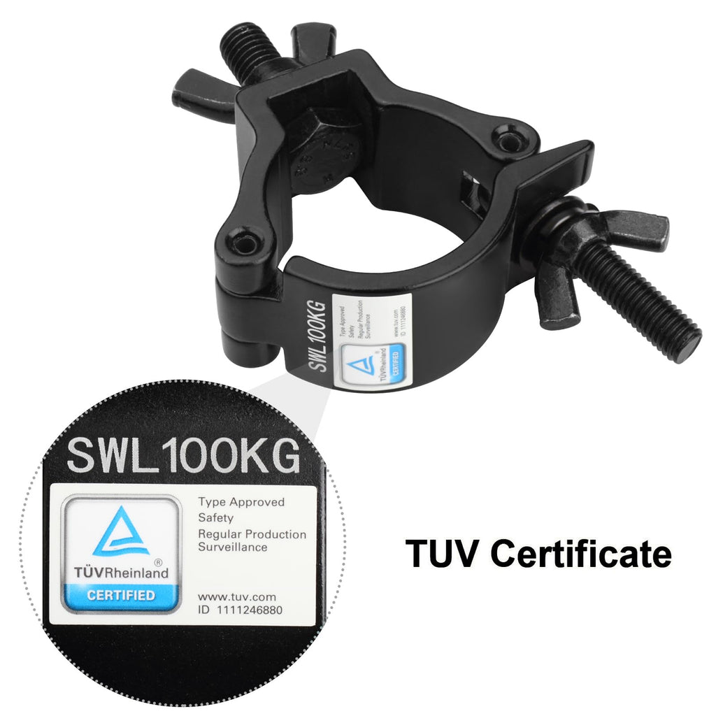 10 Pack Black OD 2"Truss Clamps for DJ, Stage Light, Max Load 220lbs