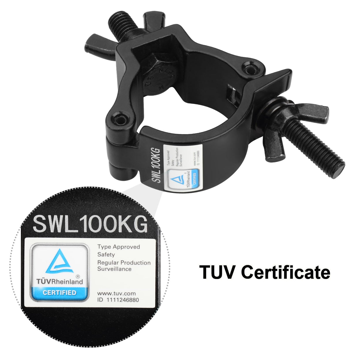 10 Pack Black OD 2"Truss Clamps for DJ, Stage Light, Max Load 220lbs