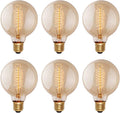 Edison Incandescent Light Bulbs 60 Watt, G25(G80) Vintage Light Large Bulb, 6-Pack Globe Bulbs 2100K Warm White, E26