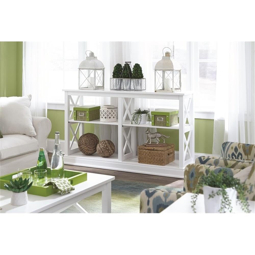 Hampton Sofa Server Table With Shelves, Standard, White