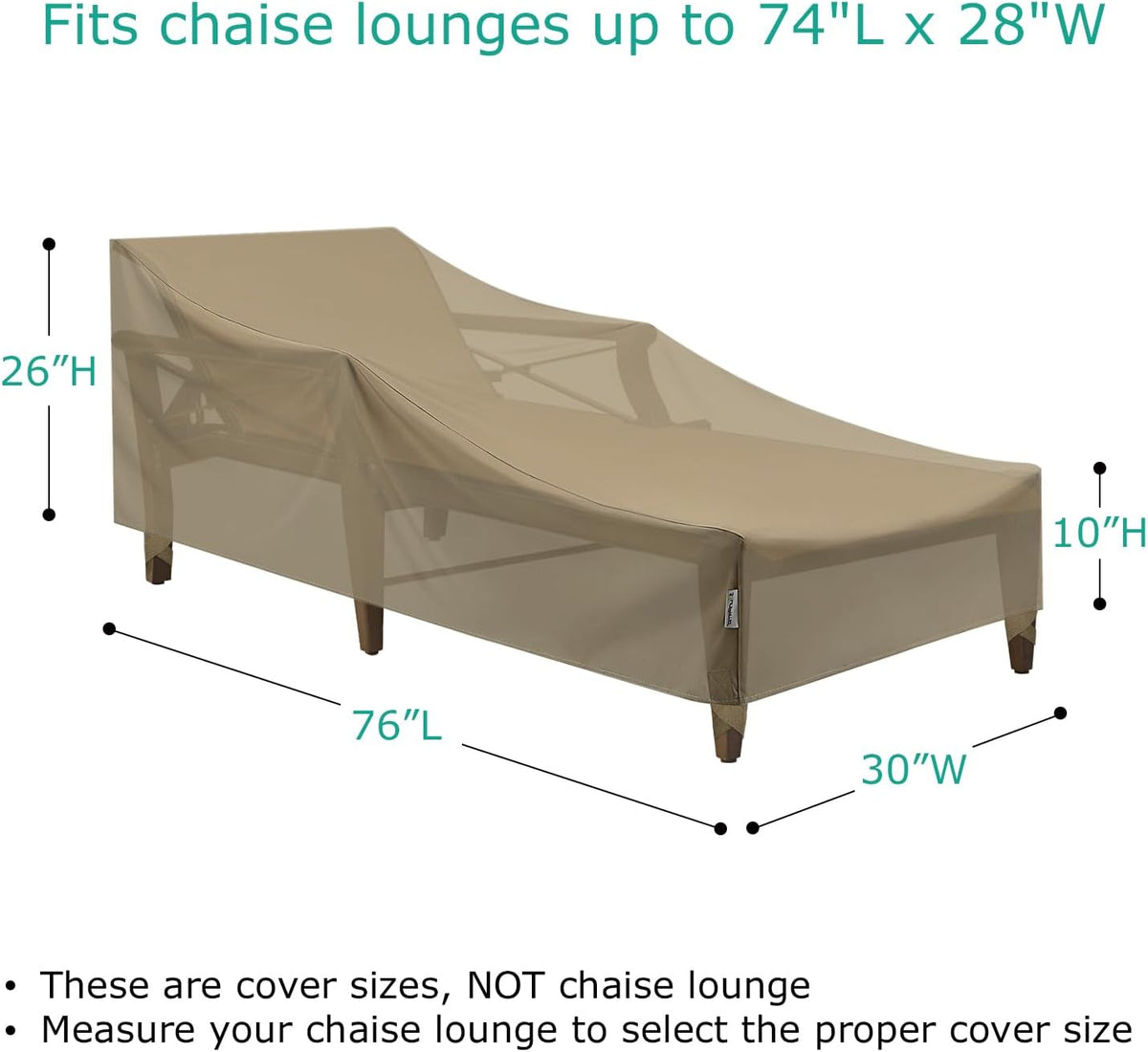 Waterproof Outdoor Chaise Lounge Covers, 2 Pack Chaise Protector, Heavy Duty Beach Chair Cover with Seam Taped &