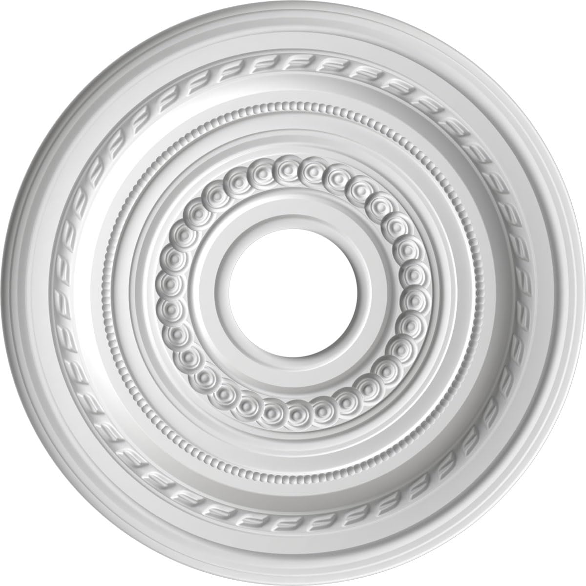 Cole Thermoformed PVC Ceiling Medallion (Fits Canopies up to 4 1/2"), 16"OD x 3 1/2"ID x 1"P, Bright Coat