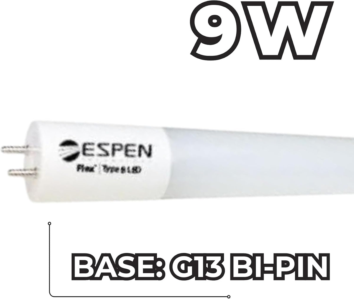 2FT T8 LED Tube Light 9W 1100 Lumens, Type B Ballast Bypass, Flex Single-End Powered, 0-10V Dimmable