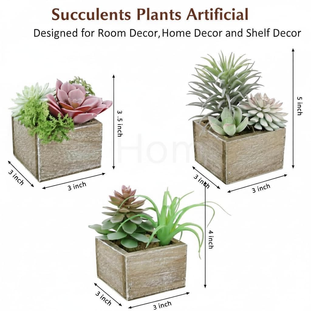 Succulent Plants Artificial Bathroom Decor Fake Plants 3 Pack