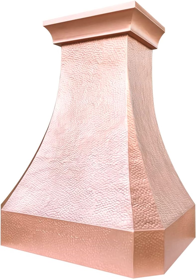 36 Inch Copper Wall Mount Range Hood 610 CFM LED Lights Dishwasher-Safe Baffle Filters