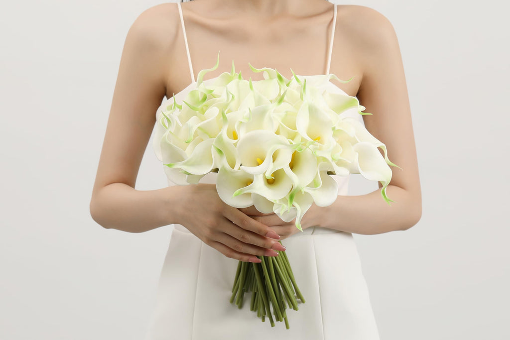 24 Pcs Fake Flowers White Artificial Calla Lily
