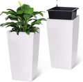 30" Tall Planters Set of 2, Outdoor&Indoor Planter Pots, High Front Porch Planter Pots with Drainage Holes&Water
