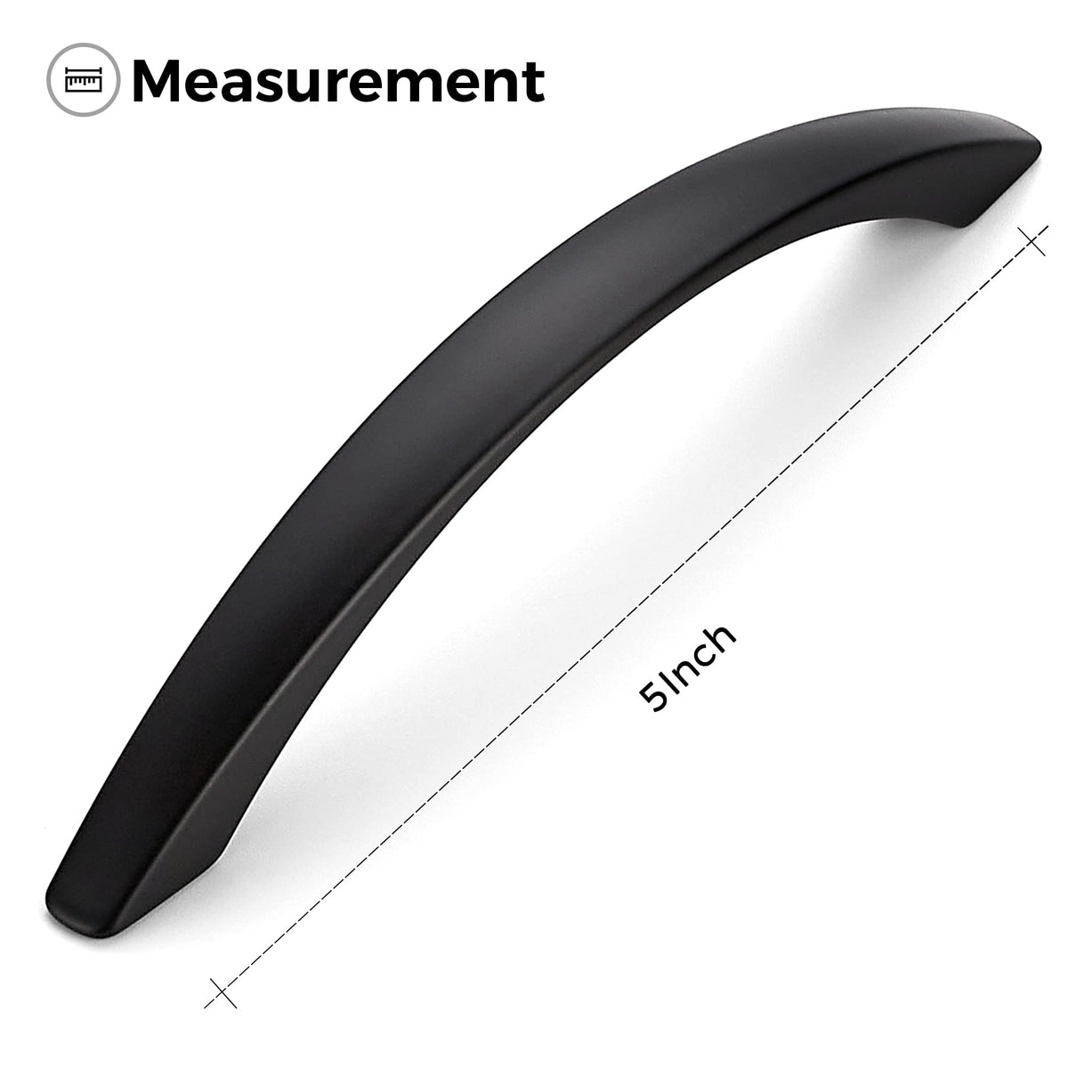 10 Pack Cabinet Pulls 5 Inch Matte Black Curved Drawer Pulls Cupboard Arch Pulls for Dresser Drawer Cabinet Hardware