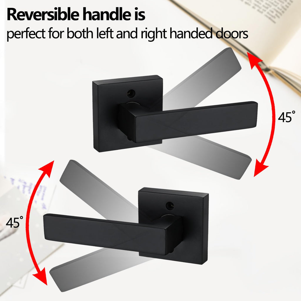 Non-Locking Solid Passage Door Lever Handle in Matte Black Finish