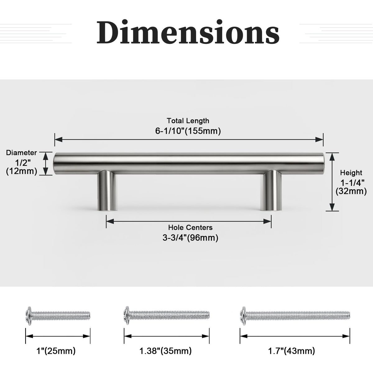 30 Pack 3-3/4'' (96mm) Hole Center Cabinet Pulls, Brushed Nickel
