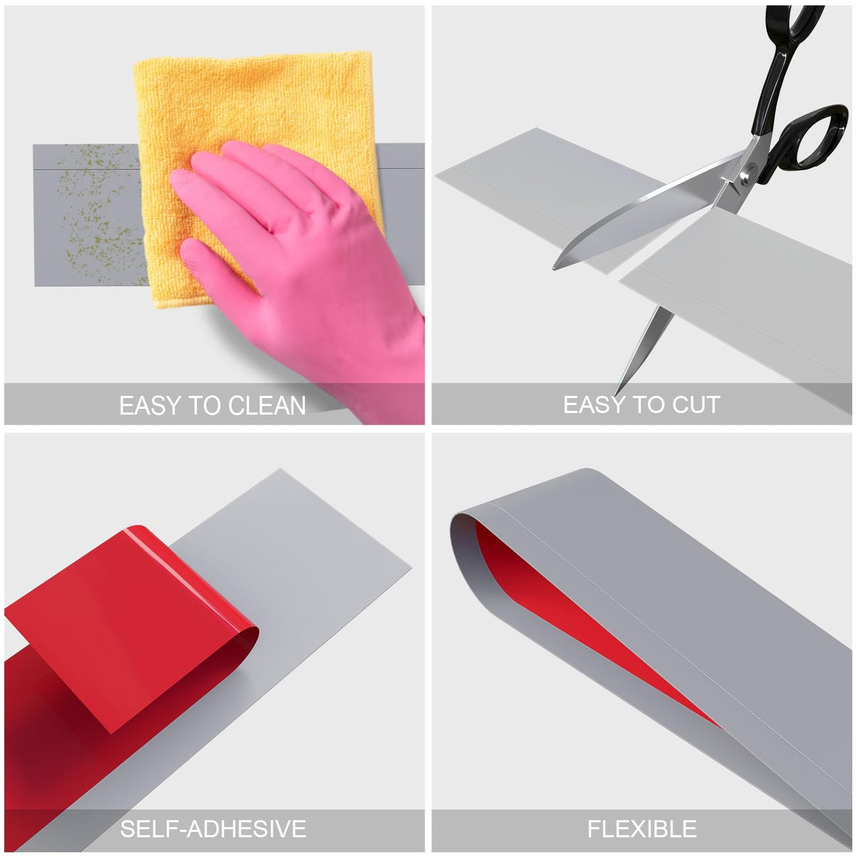 Flexible Baseboard Molding Trim, 5 Inch(W) x 40 Feet(L) Peel and Stick Rubber Wall Trim Molding, Self-Adhesive Vinyl