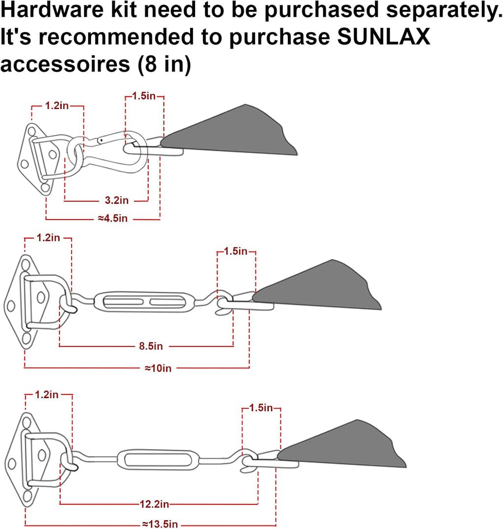 Large Sun Shade Sail 16' x 20' Dark Grey Rectangle Outdoor Canopy | Outdoor sun shade sail for backyard, patio