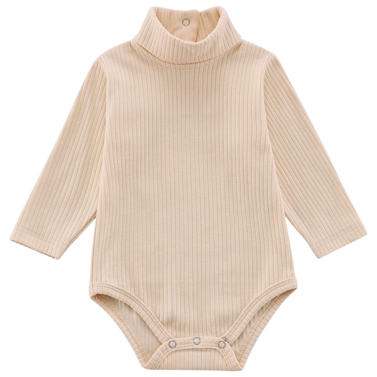 Baby Turtleneck Bodysuit Long Sleeve Solid Ribbed Cotton Outfits for Baby Boys Girls
