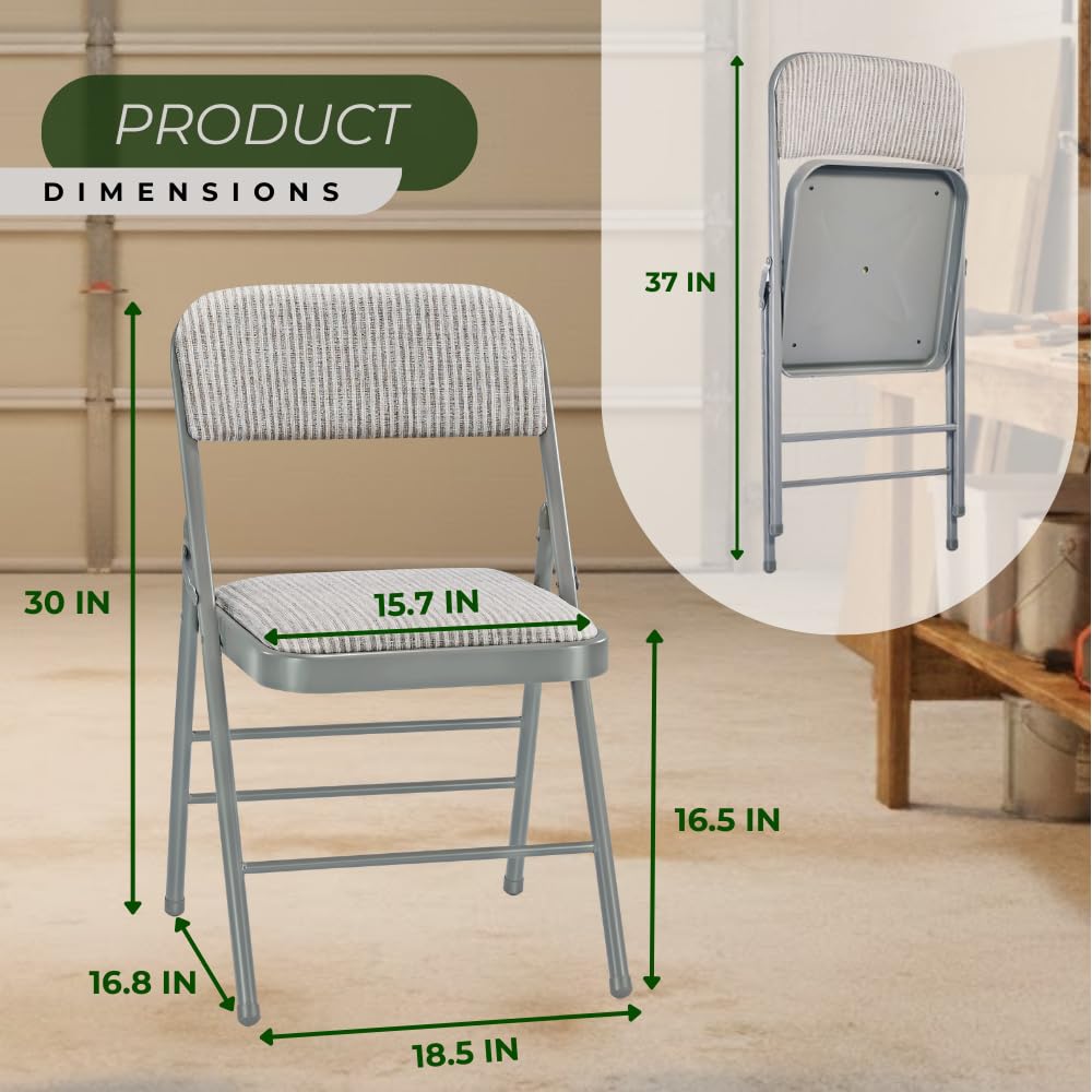 Pack of 4 (Fabric/Vinyl) Steel Frame Metal Foam Padded Folding Chairs (Black, Gray, White)