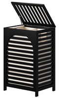 Hamper, 22.5 Gallon (85L) Bamboo Wood Clothes Laundry Basket with Lid and Handles, Removable Liner (Black, Large)