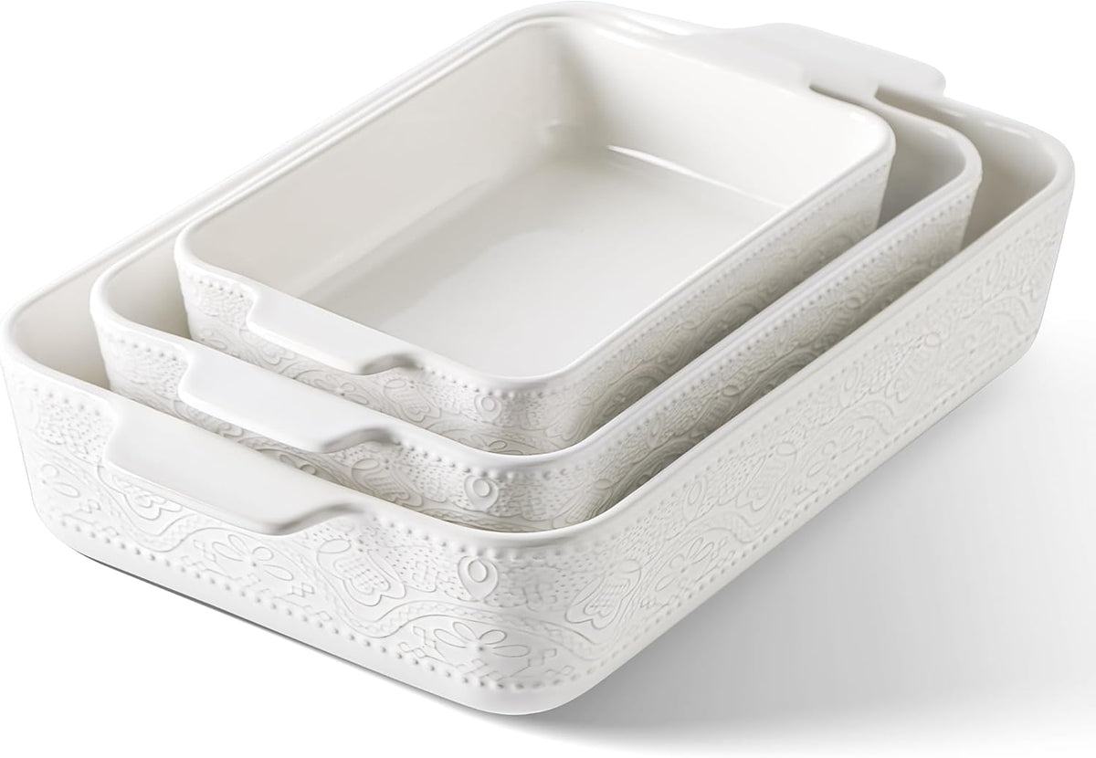 Ceramic Dish Set of 3, Casserole Dishes for Oven, Ideal for , Stewing, Roasting, and Holiday Feasts. The Gift for