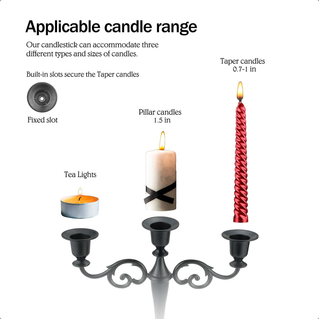 5-Arm Metal Candelabra Candle Holder Table Centerpiece, Silver
