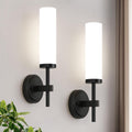 Hardwired] Wall Sconces Set of Two, Matte Black Bathroom Sconces with Milky White Glass, Modern Wall Light Fixtures