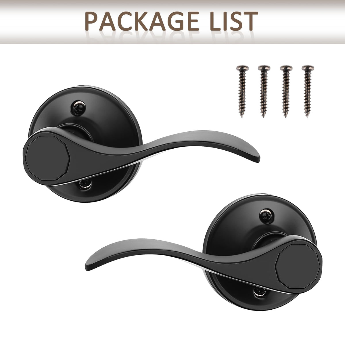 6 Pack Dummy Door Lever Door Handle for Left Hand and Right Hand, Wave Style French Door Handle with Black Finish