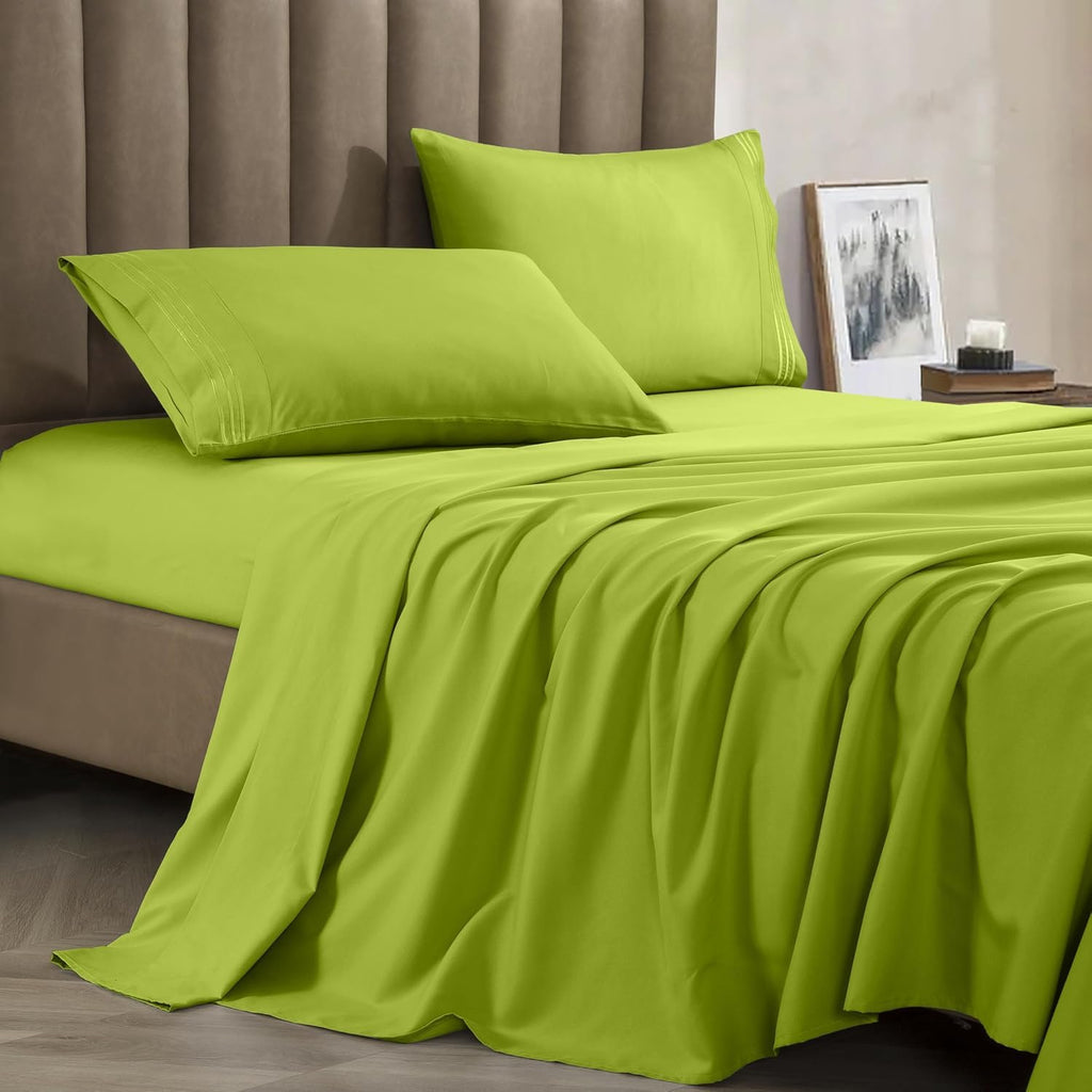 Soft Bed Sheets Deep Pocket 4-Piece, Full, Lime
