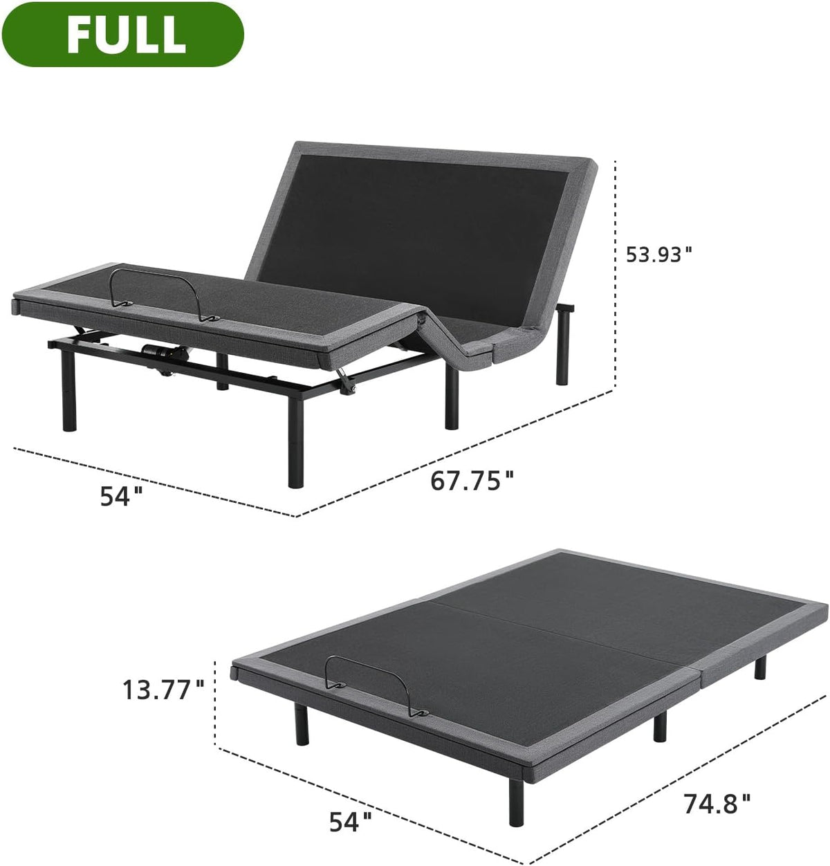 Full Adjustable Bed Frame, Electric Base, USB, Zero Gravity