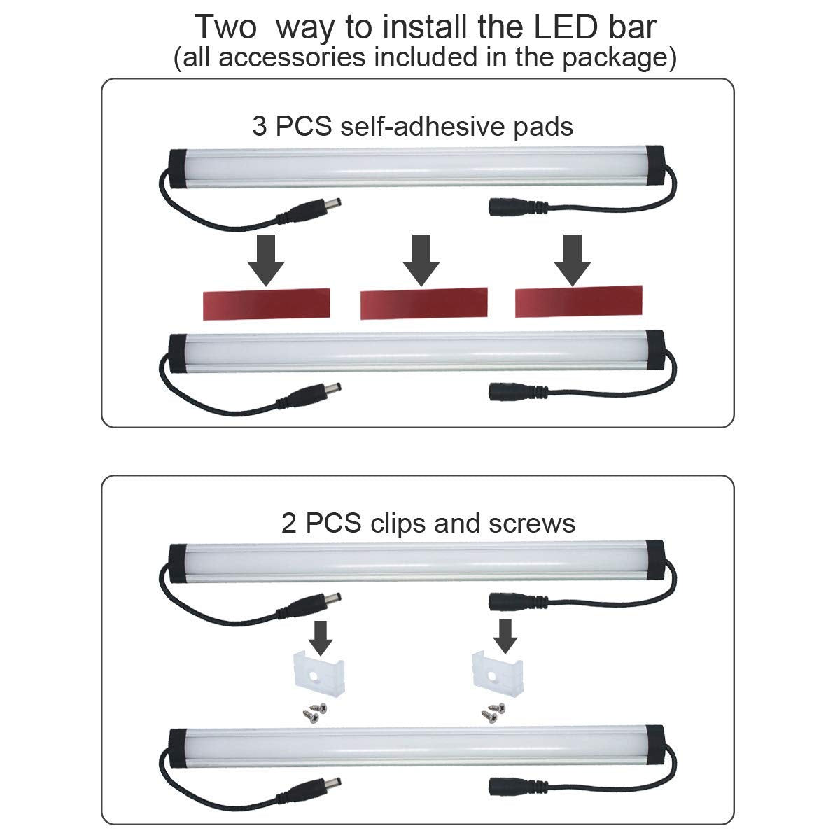 Kitchen Under Cabinet LED Lighting Kit Plug-in, Super Bright, 6 PCS 12 Inches Light Bars, Daylight White, 31W 2000