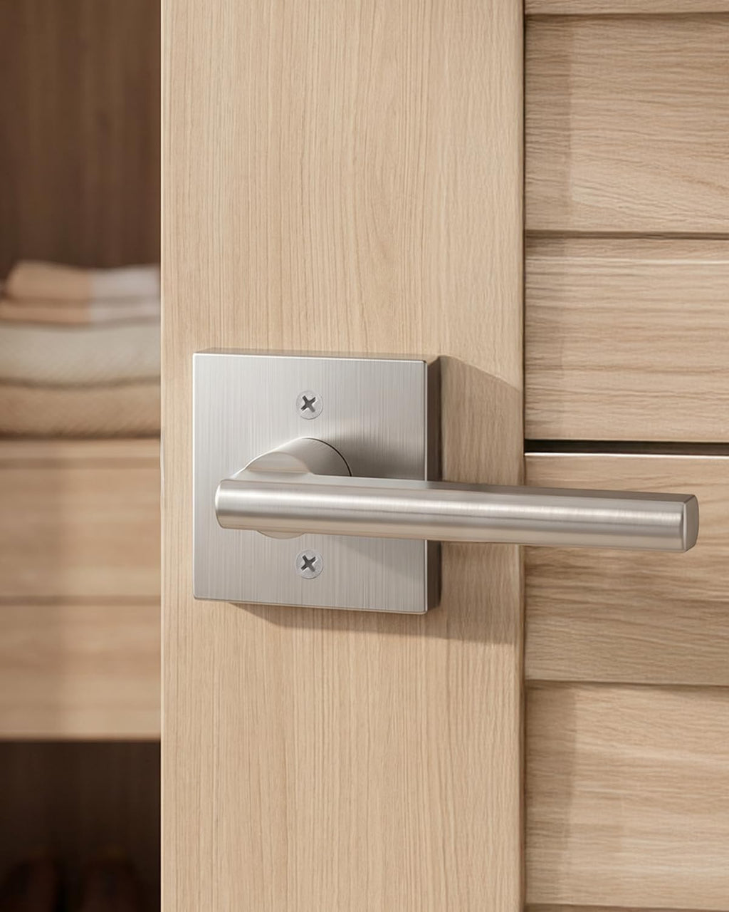 Brushed Nickel Dummy Door Handle, Single-Sided Closet - 1 Pack