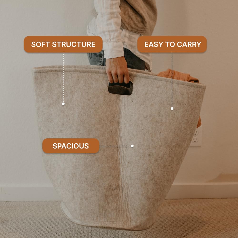 Large Felt Nursery Laundry Hamper & Storage Basket - Gray