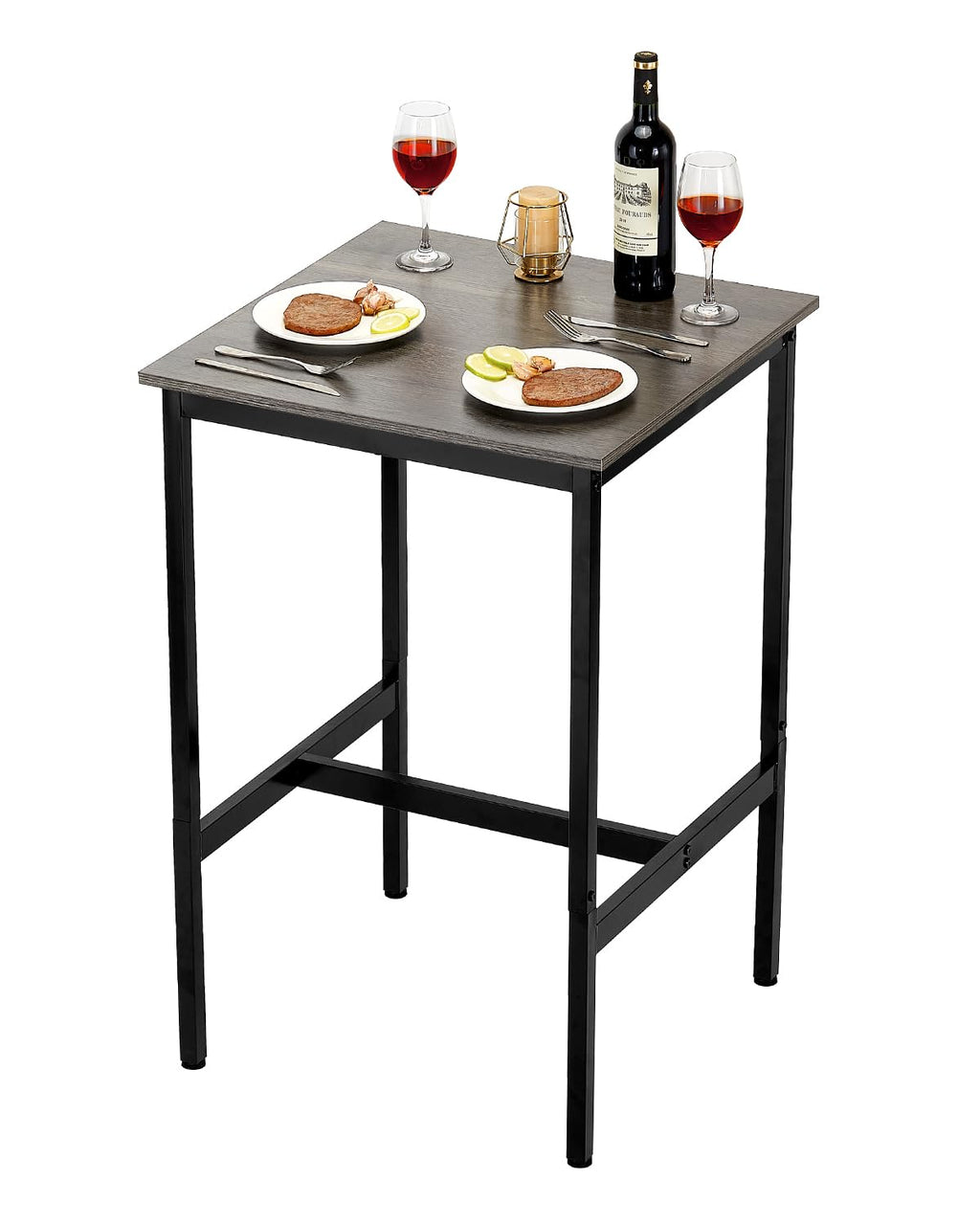 Bar Table, Sturdy Metal Frame High Top Pub Table, Small Kitchen Dining, Cocktail Coffee Counter Bar Height Desk, Easy