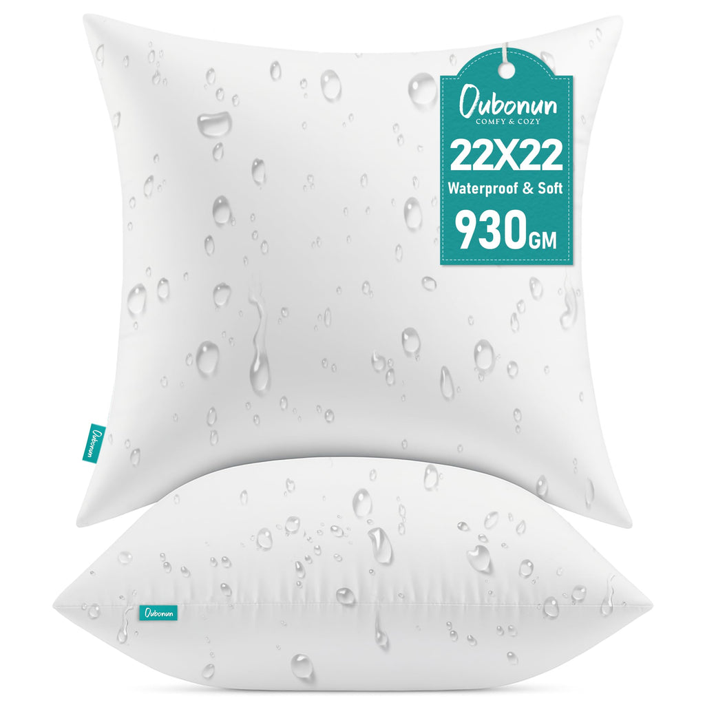 22x22 Outdoor Throw Pillow Inserts - Set of 2 Waterproof Cushions