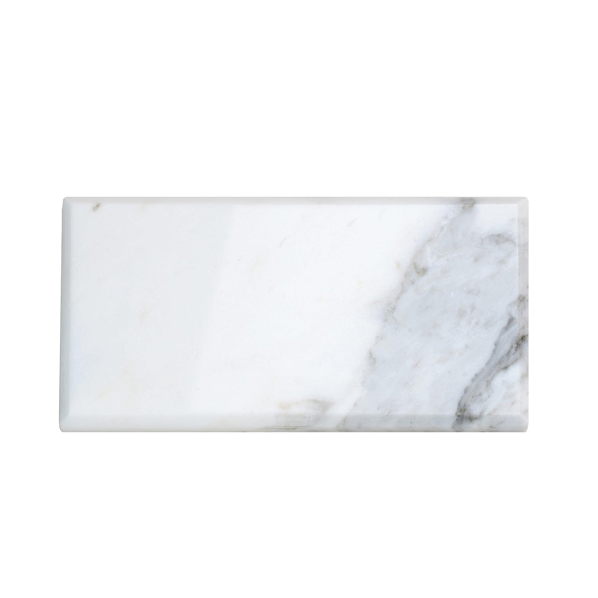 Beveled Subway Calacatta Marble Tile White 3x6 Polished 5 sq ft 40-Pack