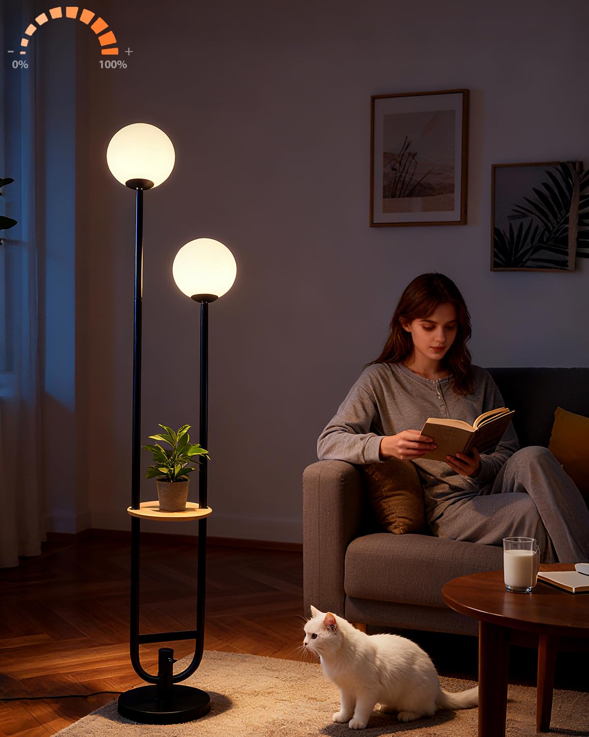 Globe Floor Lamp with Table Black Candle Holder Style Floor Lamps