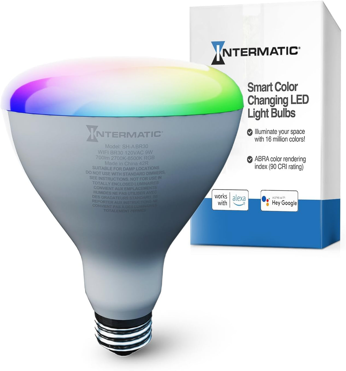 BR30 Wi-Fi Smart Bulb, 750 Lumens - Voice Controlled RGB Color Changing LED, Compatible with Alexa & Google Home