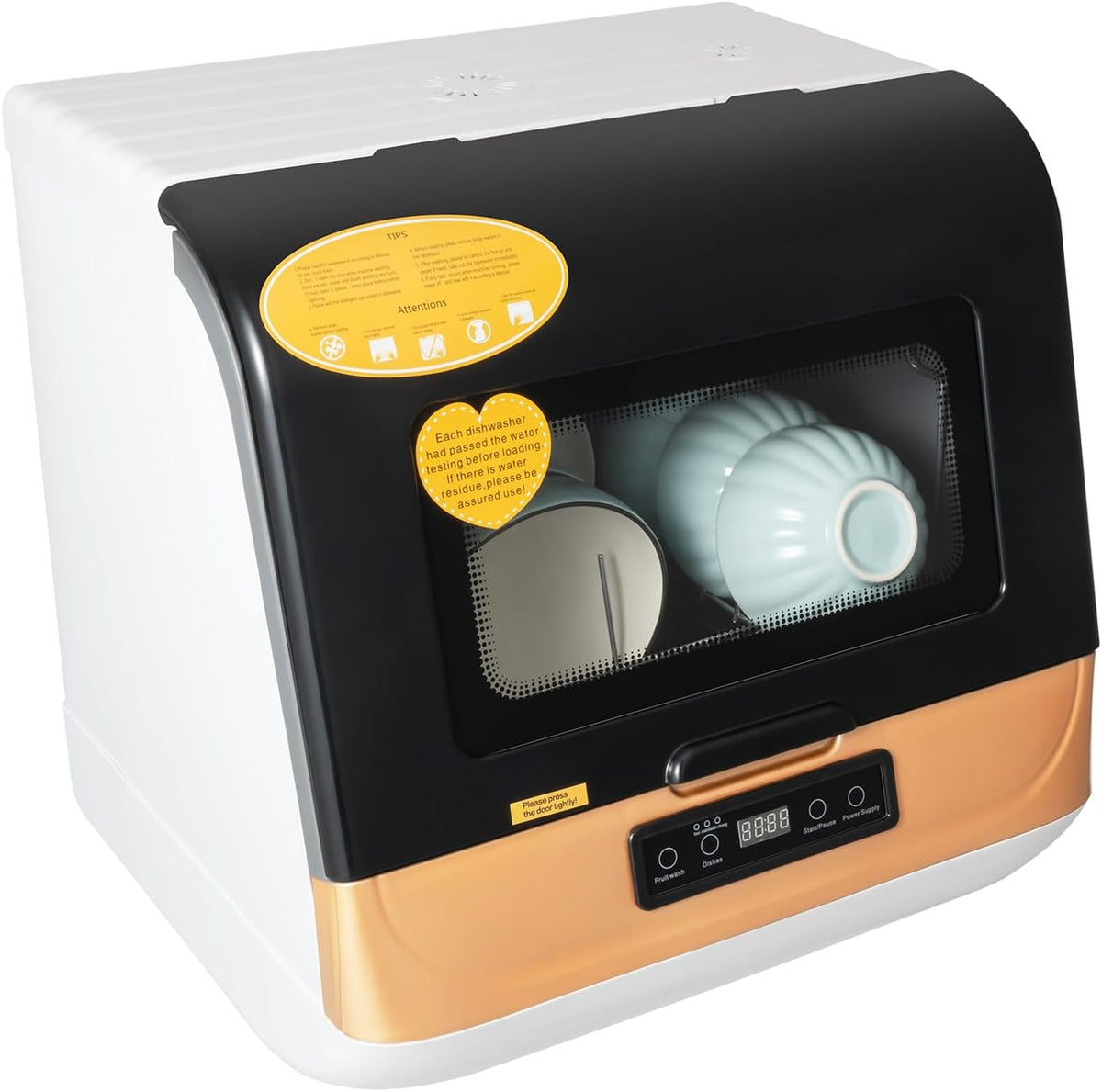 Countertop Mini Dishwasher, Portable 3 Washing Programs Dish Cleaner, Air-Dry Function Compact Dishwashing