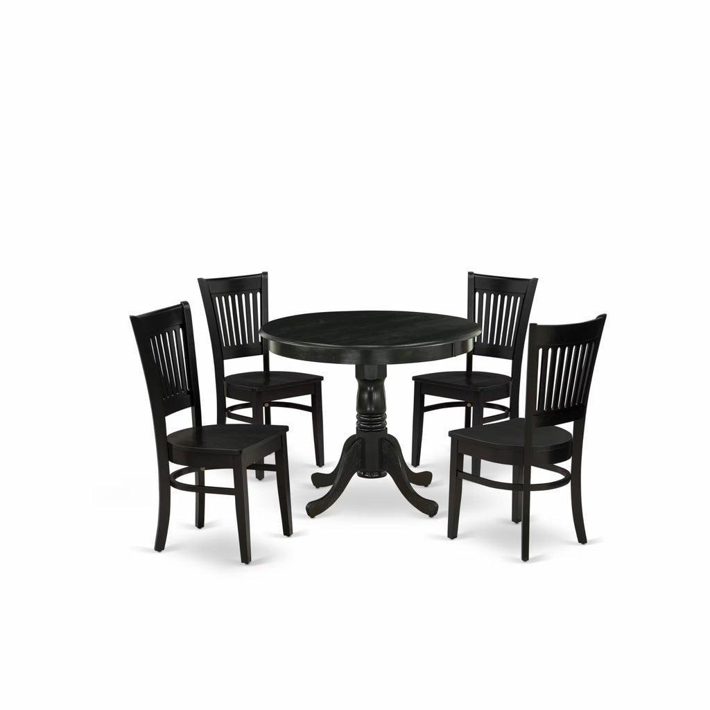 Inspired Saarinen Style 5 Piece Modern Dining Table Set Includes a Round Kitchen Table with Pedestal and 4 Dining Room Chairs