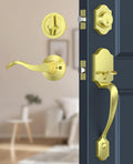 Brushed Gold Front Door Lock Set Classic Entry Door
