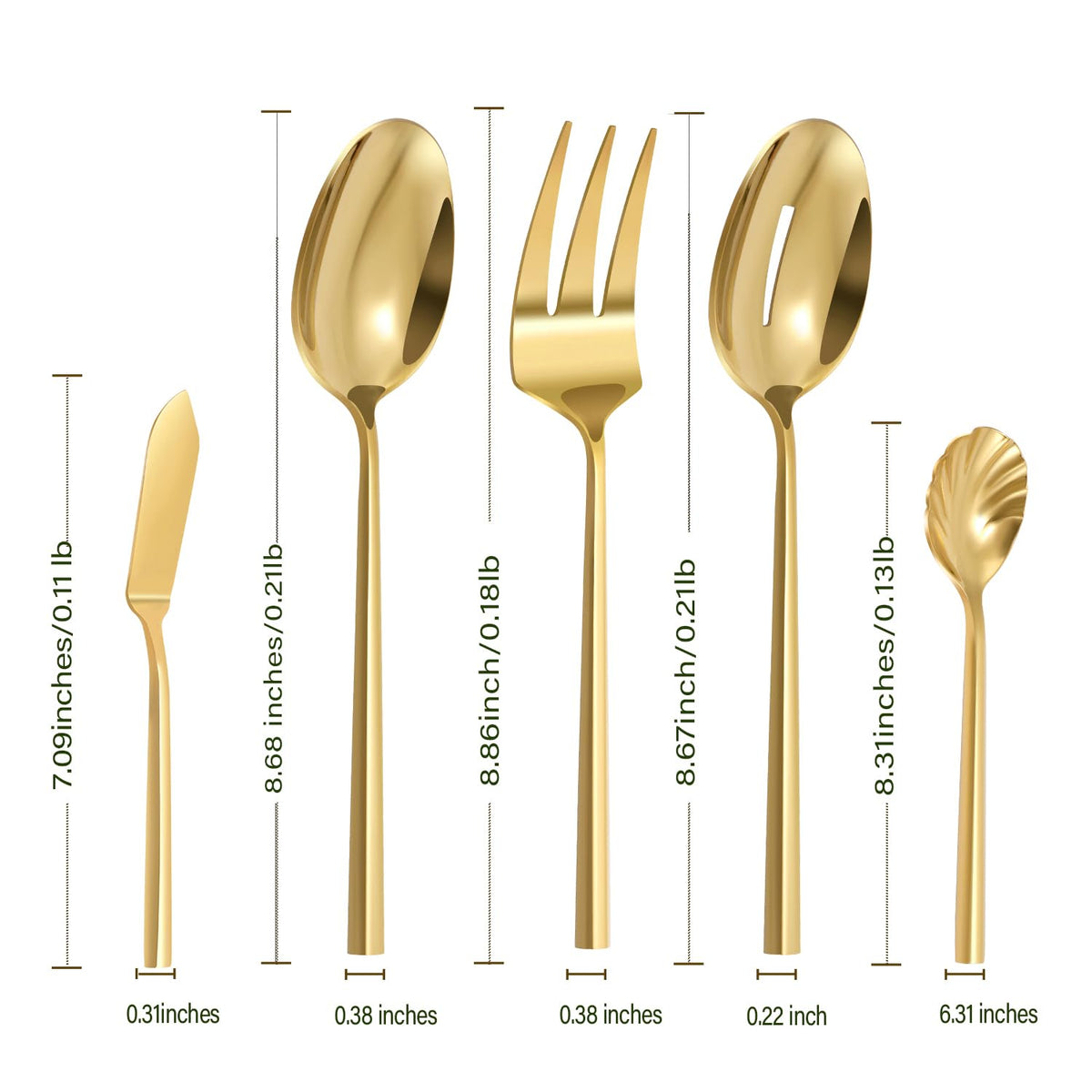 Gold Silverware with Hexagon Handle 65-Piece Service for 12