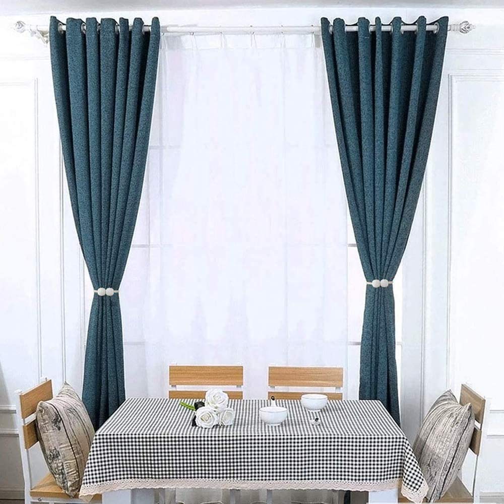 Magnetic Curtain Tiebacks, Decorative Curtain Holdbacks for Window Décor (Teal) - 6 Pack