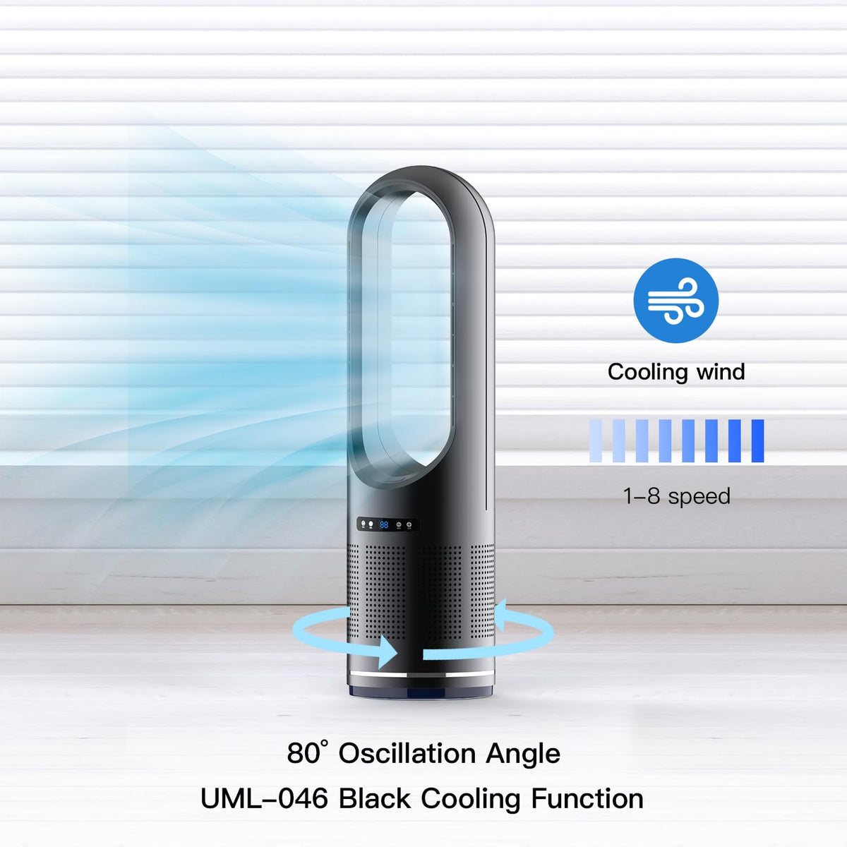 Tower Fan, 31.5Inch Cooling Bladeless Fan with HEPA Filter 99.97%, 2 IN 1 Floor Fan Combo 80° Oscillating with