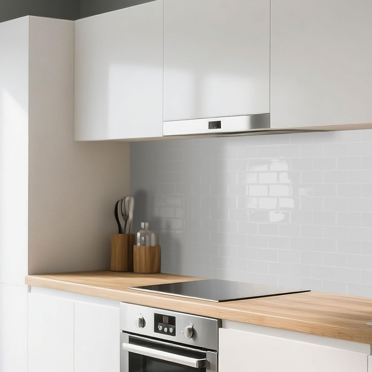 10-Pack Subway Peel and Stick Backsplash, White Washed, 12 x 12 Inch