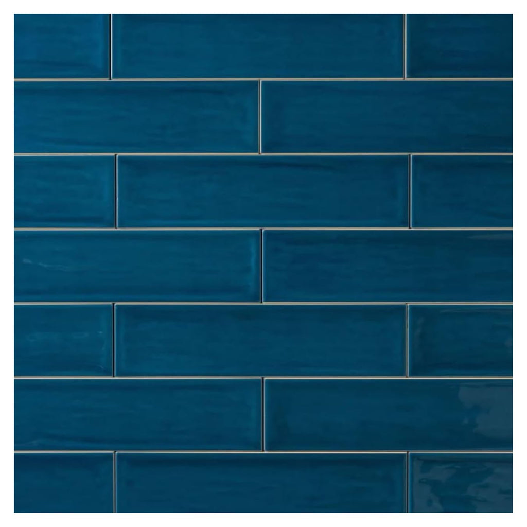Larissa 3x12 Zafiro Blue Glossy Ceramic Subway Tile - 12.6 Sq Ft