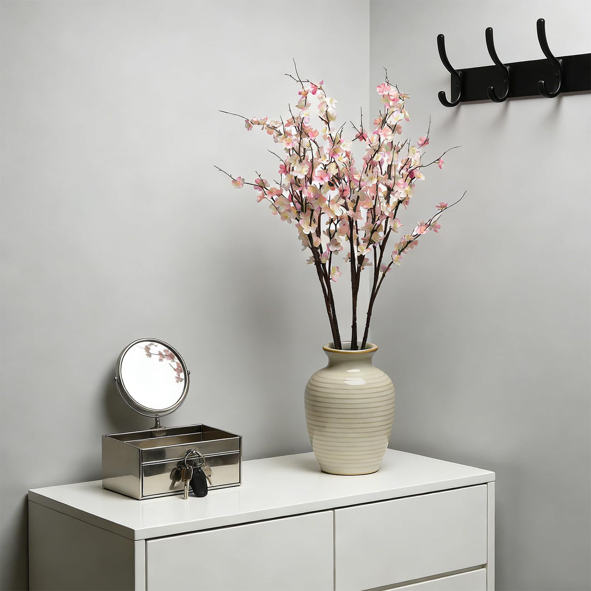 Artificial Cherry Blossom Branches for Vase Faux Cherry Blossom Stems Long Stem Artificial Flowers for Tall Vase (5