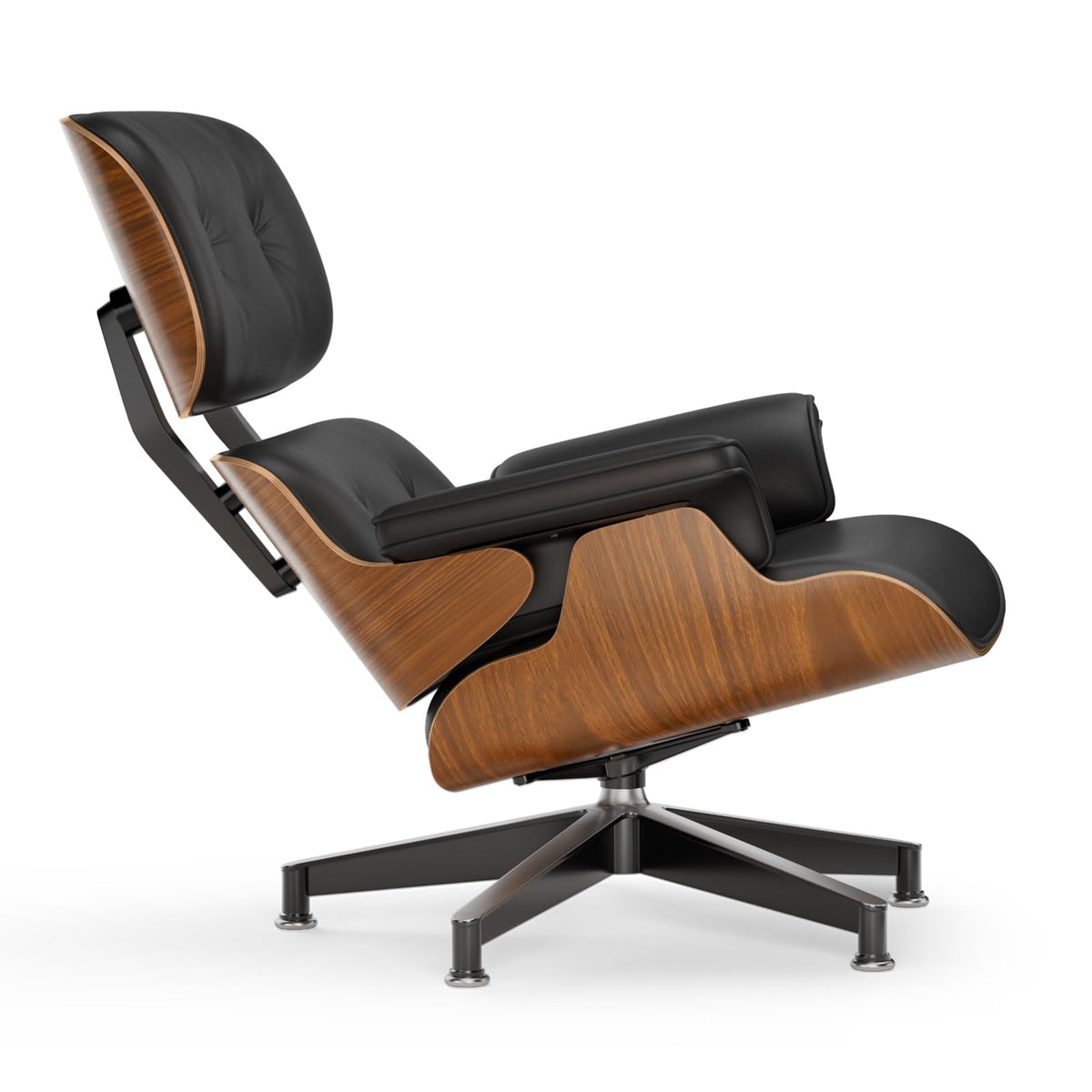 Inspired Eames Style Mid Century Modern Top PU Leather Chaise Lounge Chair & Ottoman