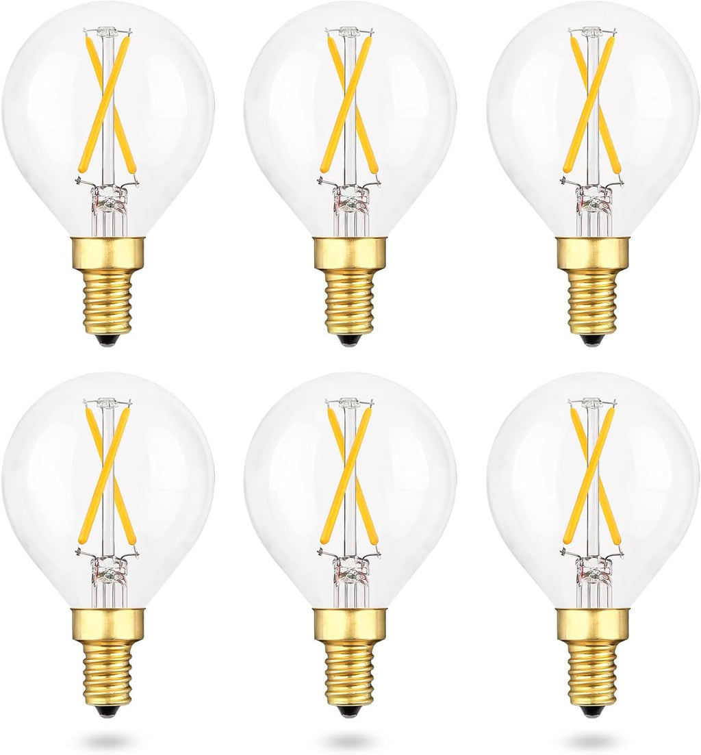Vintage E12 LED Ceiling Fan Bulb Dimmable, 2W Globe G16.5 LED Chandelier Bulb, 25Watt Incandescent Bulb Equivalent