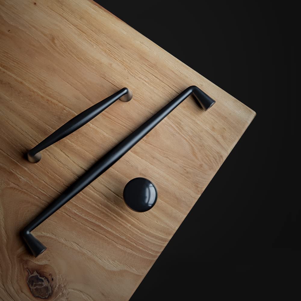 Elegant Black Zinc Alloy Cabinet Handles - Single Hole Center Affordable Luxury Cabinet Pull Hardware , 6 Pack...