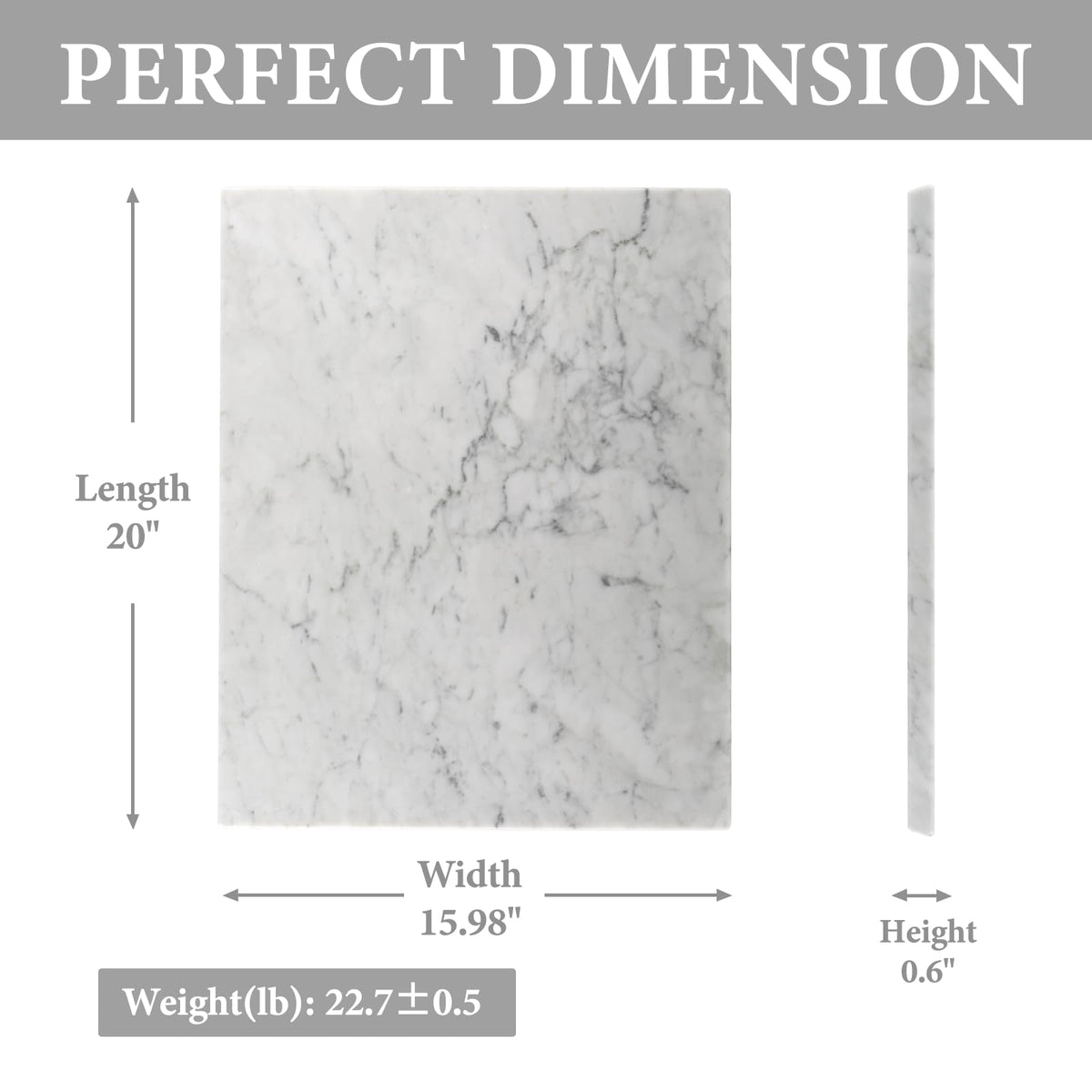 Italian Carrara Marble Cutting Board, 16x20inch Extra Large Hand Crafted Marble Slab for Cheese, Charcuterie, Pastry
