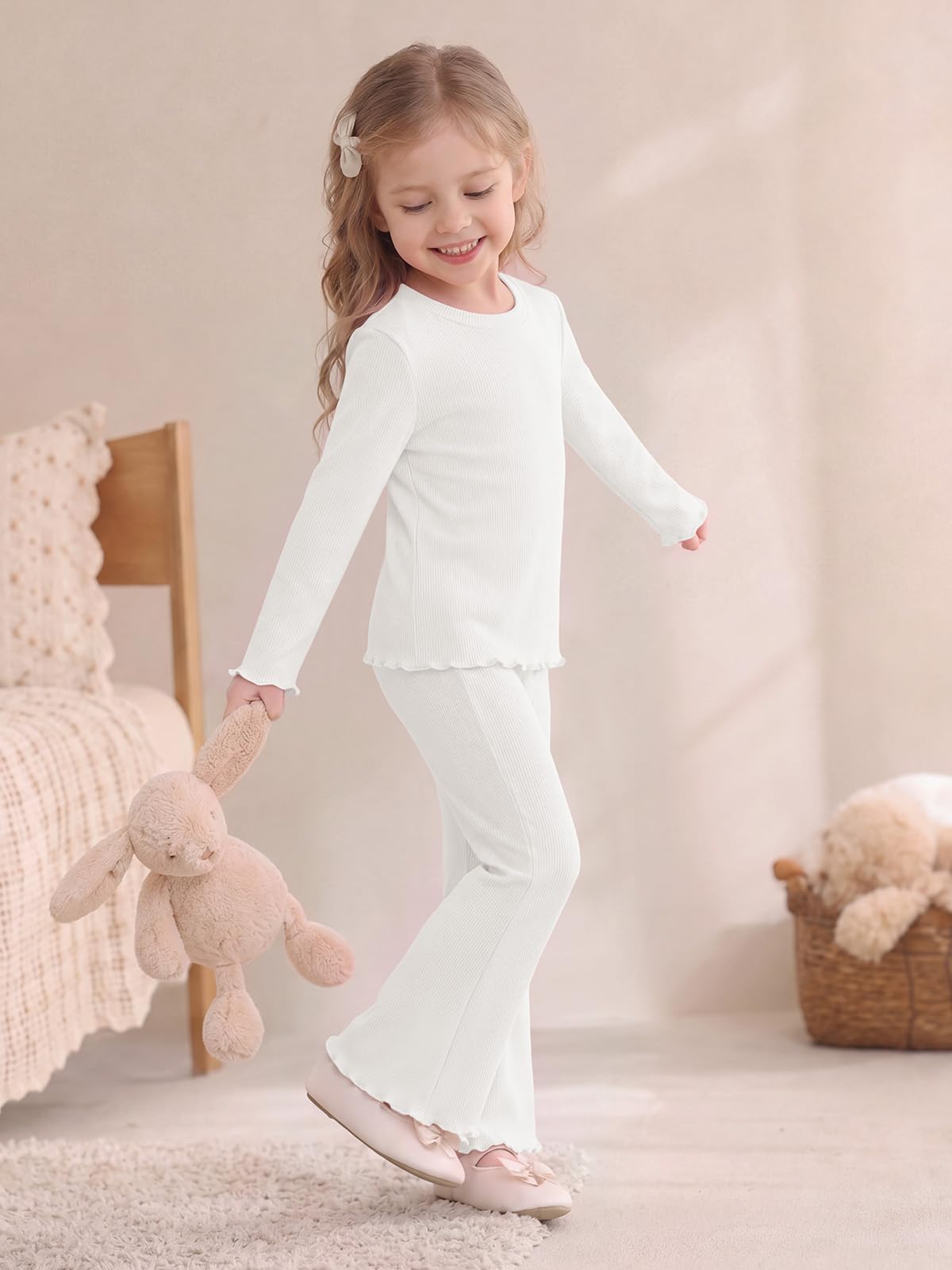 Toddler Baby Girl Long Sleeve Shirts and Flare Pants Set