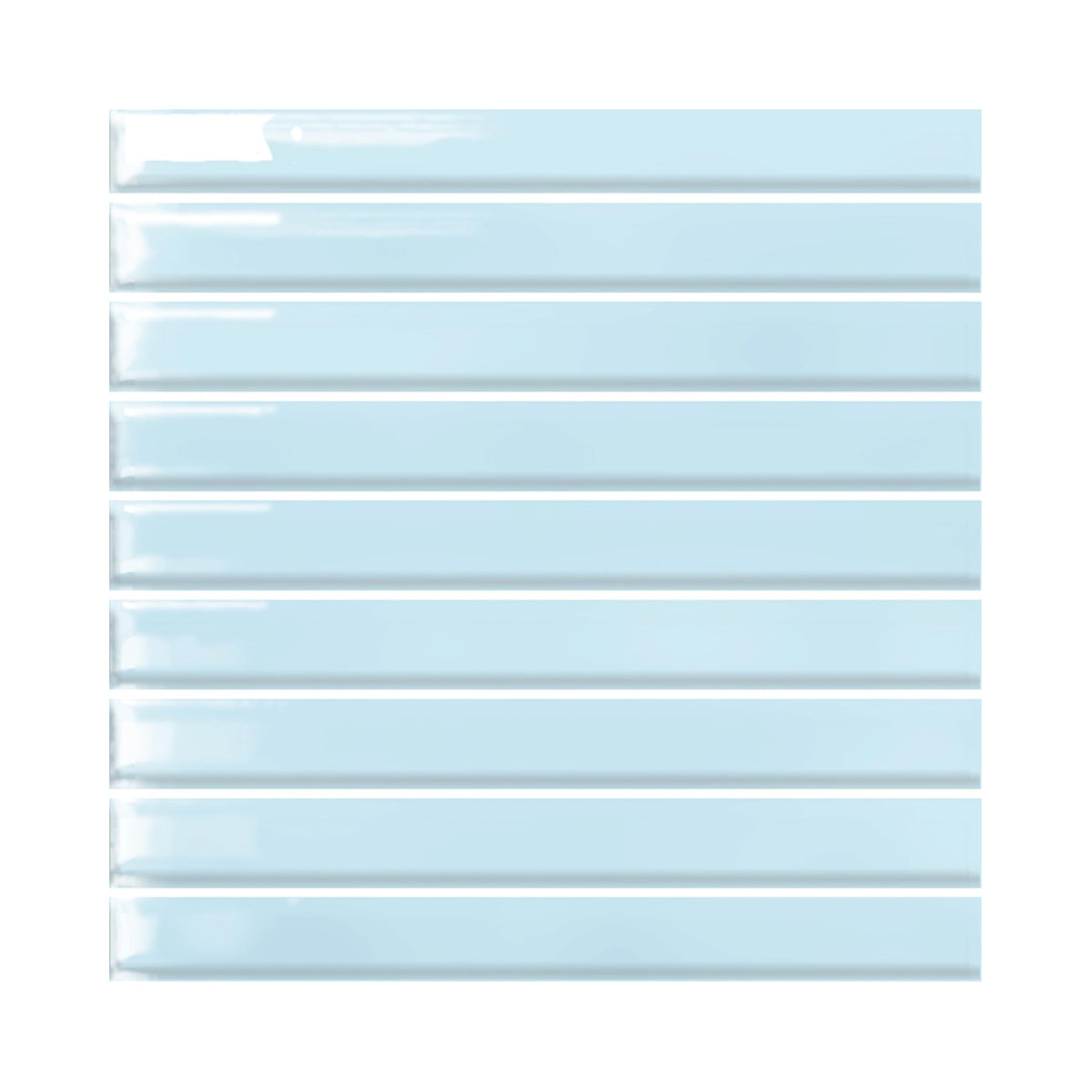 Ice Blue 6x6 Glossy Porcelain KitKat 3D Ribbed Wall Tile, Modern Nordic Textured Decorative Tile Backsplash