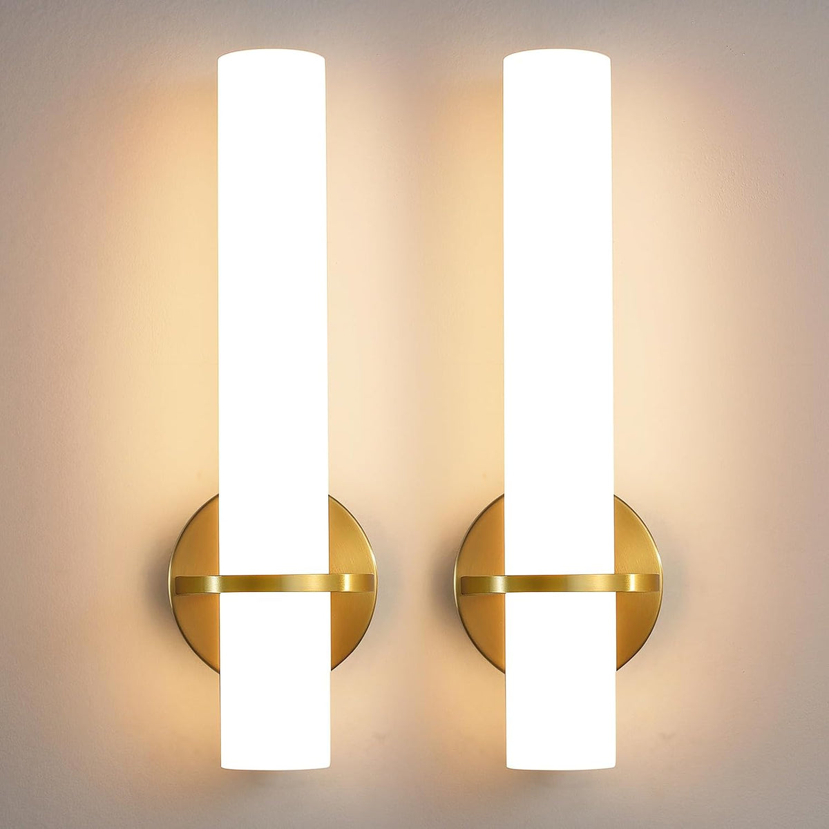 Wall Sconces - 15 inch Gold Wall Sconces Set of Two Modern Bathroom Sconce 15W Dimmable LED Wall Sconce Light with
